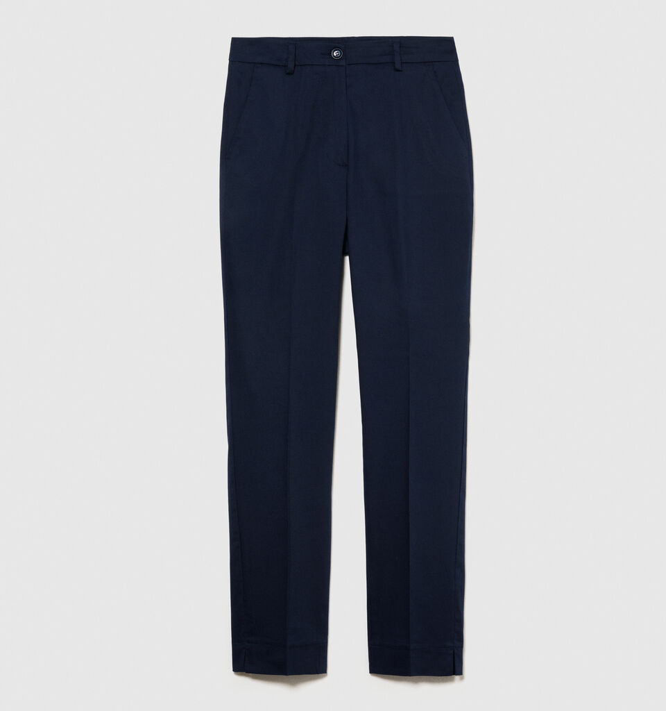 Regular fit chinos - women's chino trousers - Dark Blue | Sisley image number 6